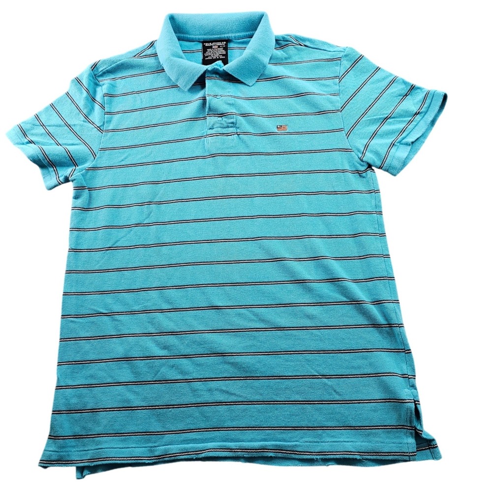 Polo Jeans Co. Ralph Lauren Polo Shirt Mens Medium Blue Striped Golf Performance